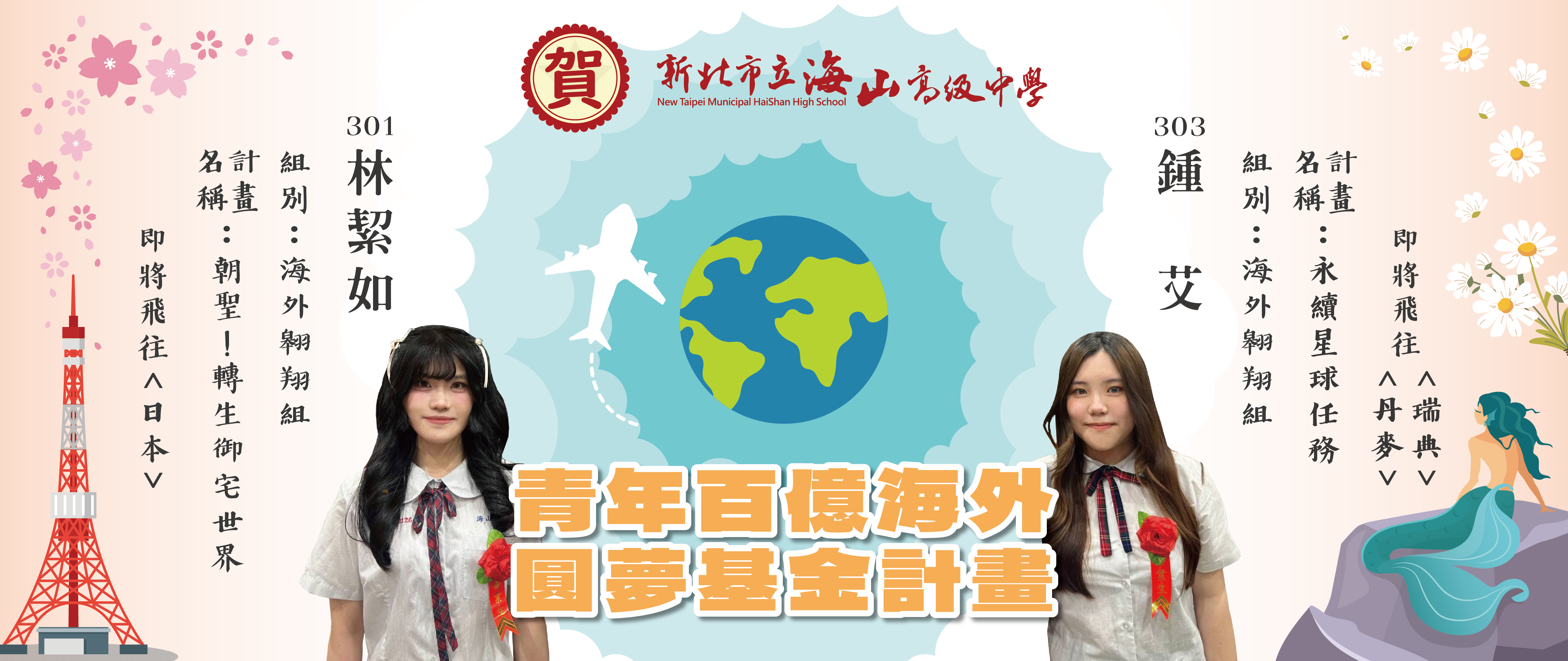 青年百億海外圓夢基金計畫 301林絜如 303 鍾艾